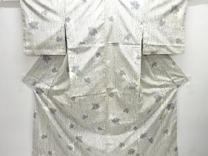 アンティーク　楓模様織り出し十日町紬着物